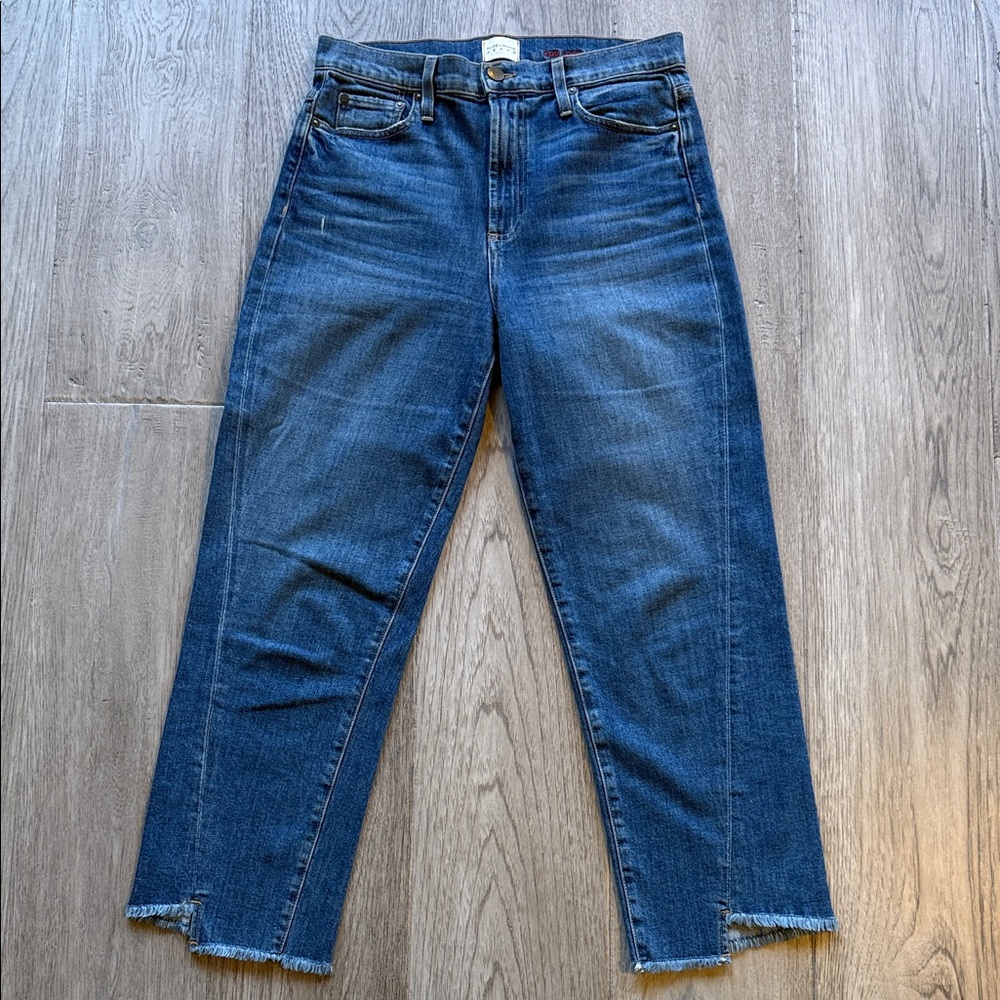 Dark Blue High-Rise Straight Cropped Jeans